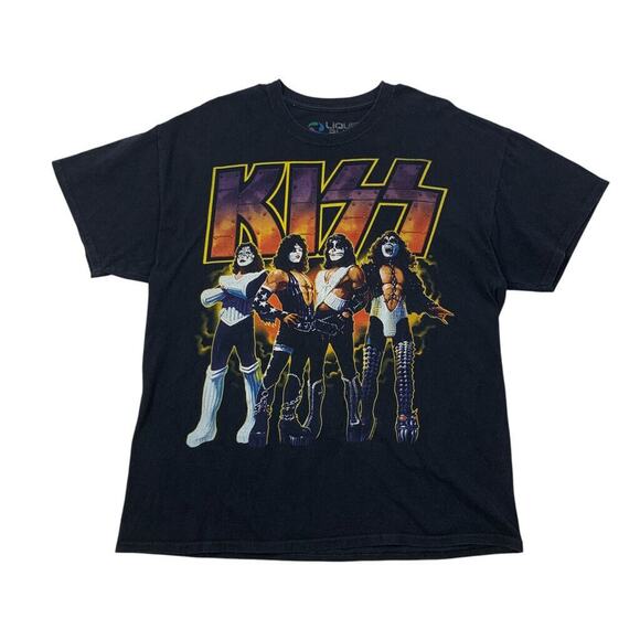 Vintage Liquid Blue Kiss Band T Shirt Mens L Large Black Crew 2009 Catalog Tee - Picture 1 of 9
